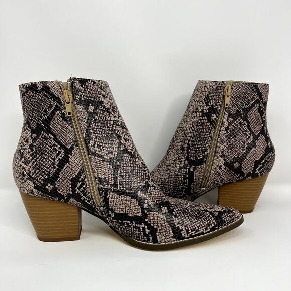 Lulus X Matisse Spirit Natural Snake Print Pointed Toe Ankle Booties - Picture 5 of 9